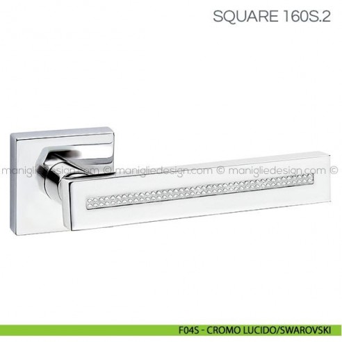 Maniglia con cristalli Swarovski per porta Square Fimet Handles F04S - Cromo Lucido/Swarovski