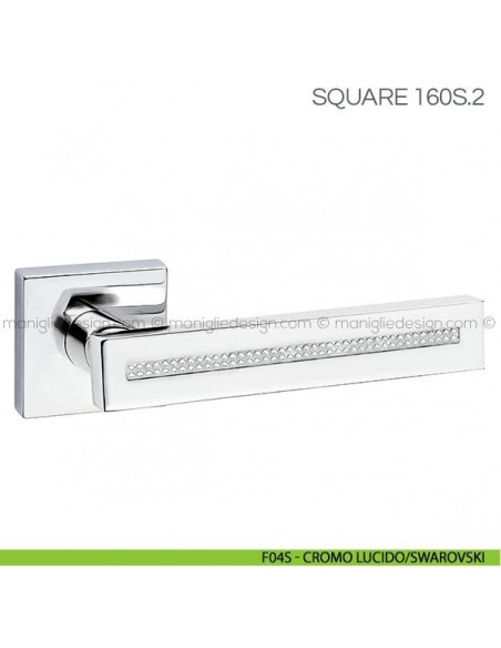 Maniglia con cristalli Swarovski per porta Square Fimet Handles F04S - Cromo Lucido/Swarovski