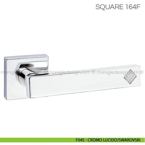 Maniglia per porta con Swarovski Square Fimet Handles F04S - Cromo Lucido/Swarovski