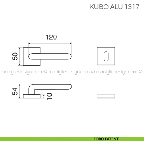 Maniglia per porta Kubo Alu Fimet Handles foro patent