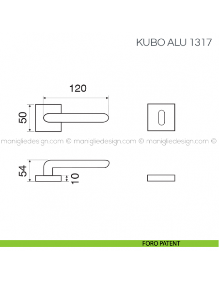 Maniglia per porta Kubo Alu Fimet Handles foro patent