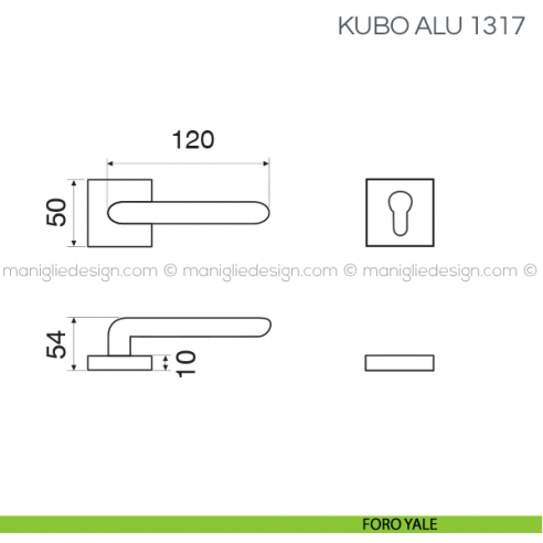 Maniglia per porta Kubo Alu Fimet Handles foro yale