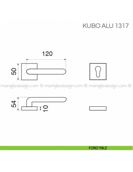 Maniglia per porta Kubo Alu Fimet Handles foro yale