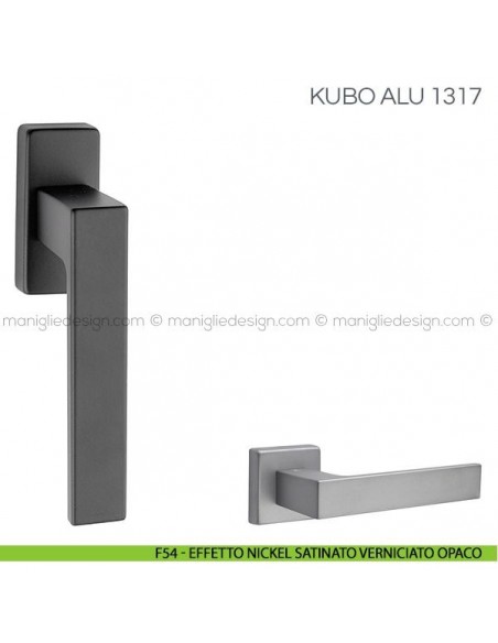 Maniglia per finestra martellina DK Kubo Alu Fimet Handles F54 - Effetto Nickel Satinato Verniciato Opaco