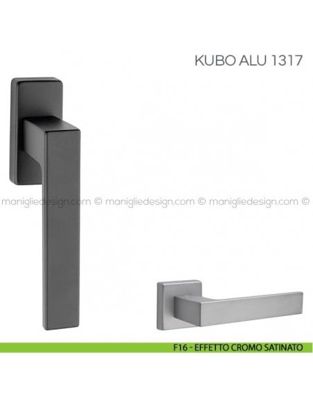 Maniglia per finestra martellina DK Kubo Alu Fimet Handles F16 - Effetto Cromo Satinato