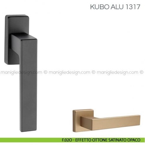 Maniglia per finestra martellina DK Kubo Alu Fimet Handles F.02O - Effetto Ottone Satinato Opaco