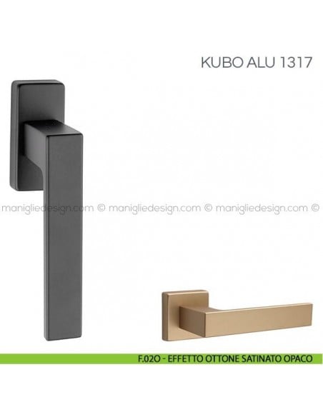Maniglia per finestra martellina DK Kubo Alu Fimet Handles F.02O - Effetto Ottone Satinato Opaco