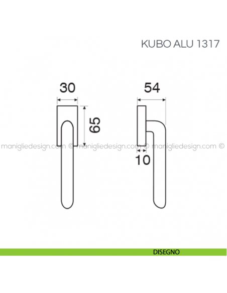 Maniglia per finestra martellina DK Kubo Alu Fimet Handles disegno