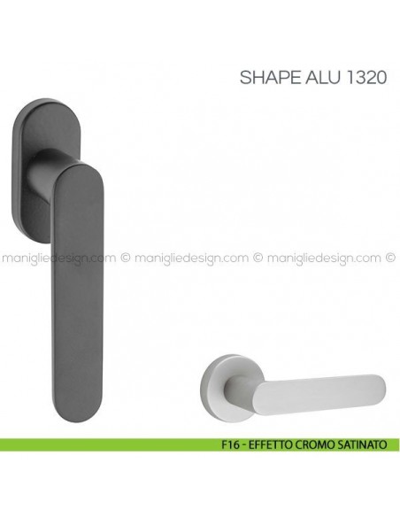 Maniglia per finestra martellina DK Shape Alu Fimet Handles F16 - Effetto Cromo Satinato