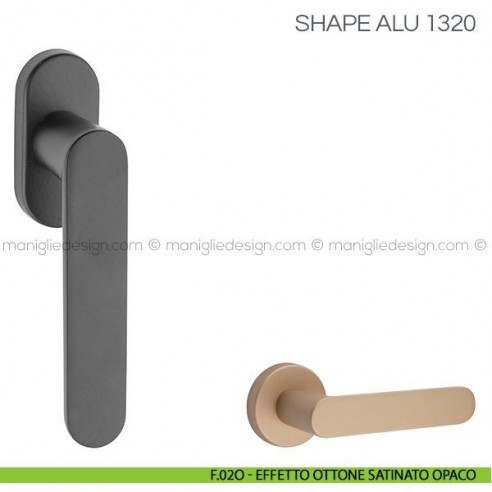 Maniglia per finestra martellina DK Shape Alu Fimet Handles F.02O - Effetto Ottone Satinato Opaco