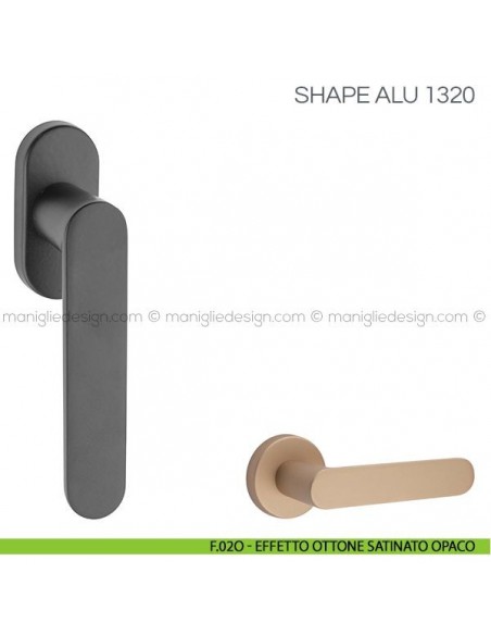 Maniglia per finestra martellina DK Shape Alu Fimet Handles F.02O - Effetto Ottone Satinato Opaco