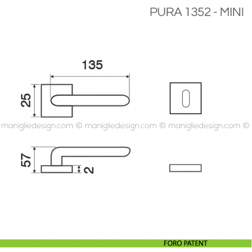 Maniglia per porta Pura Fimet Handles con rosetta mini foro patent
