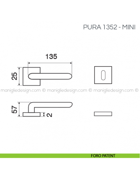 Maniglia per porta Pura Fimet Handles con rosetta mini foro patent