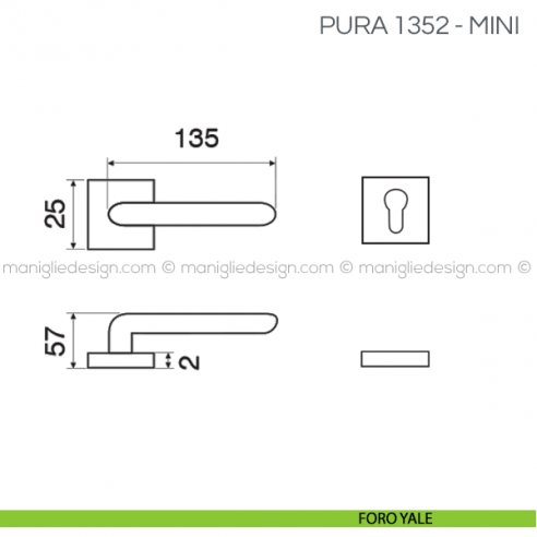 Maniglia per porta Pura Fimet Handles con rosetta mini foro yale