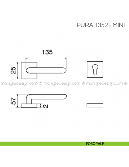 Maniglia per porta Pura Fimet Handles con rosetta mini foro yale