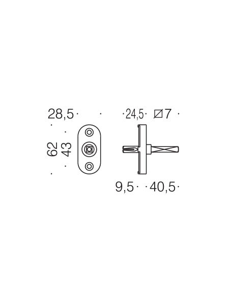 Movimento DK 40 per maniglia finestra Antologhia senza boccole 4 scatti disegno
