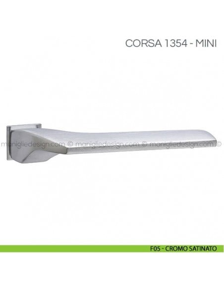 Maniglia per porta Corsa Fimet Handles con rosetta mini F05 - Cromo Satinato