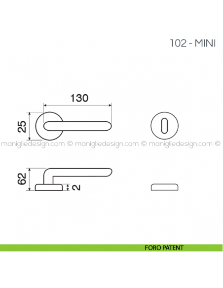 Maniglia per porta 102 in acciaio inox Fimet Handles con rosetta mini foro patent