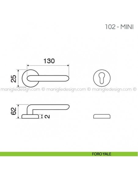 Maniglia per porta 102 in acciaio inox Fimet Handles con rosetta mini foro yale