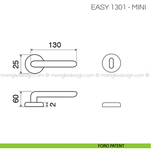 Maniglia per porta Easy Fimet Handles con rosetta mini foro patent