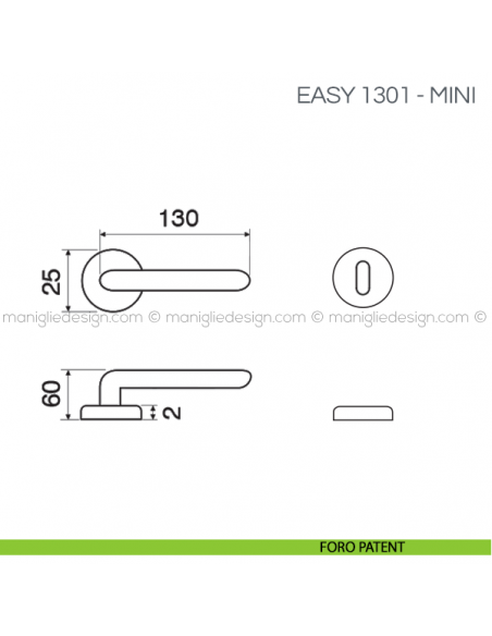 Maniglia per porta Easy Fimet Handles con rosetta mini foro patent