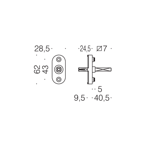 Movimento DK 40D per maniglia finestra Antologhia con boccole Ø 10 - 4 scatti disegno