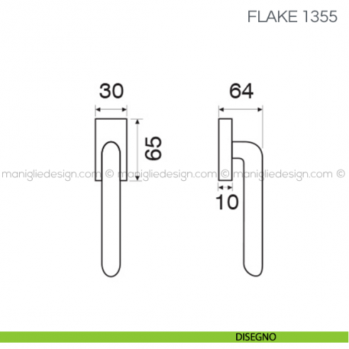 Maniglia per finestra martellina DK Flake Fimet Handles disegno