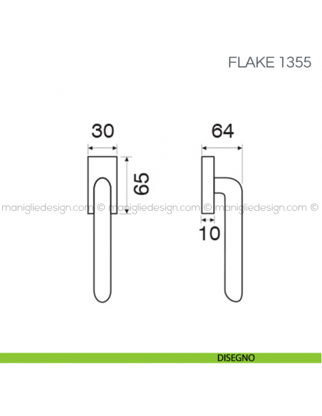 Maniglia per finestra martellina DK Flake Fimet Handles disegno