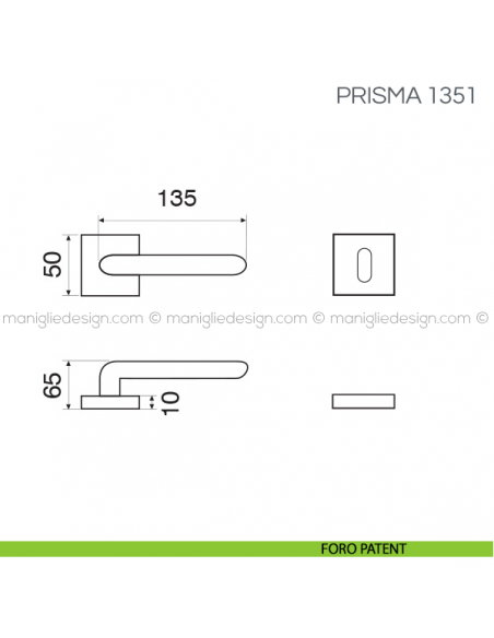 Maniglia per porta Prisma Fimet Handles foro patent