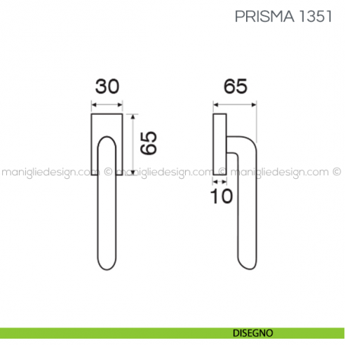 Maniglia per finestra martellina DK Prisma Fimet Handles disegno