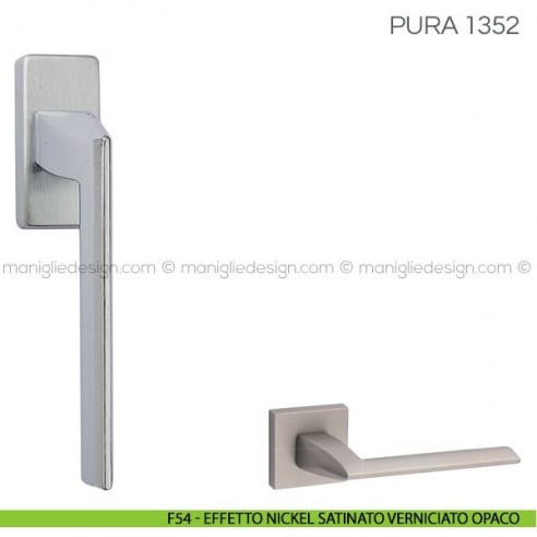 Maniglia per finestra martellina DK Pura Fimet Handles F54 - Effetto Nickel Satinato Verniciato Opaco