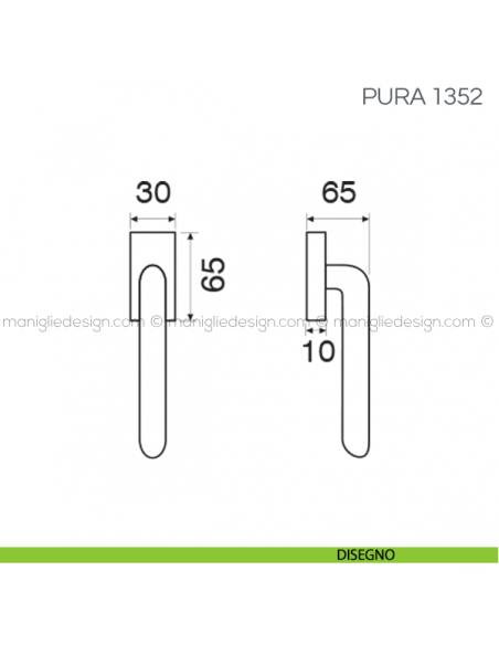Maniglia per finestra martellina DK Pura Fimet Handles disegno