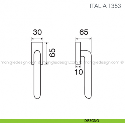 Maniglia per finestra martellina DK Italia Fimet Handles disegno