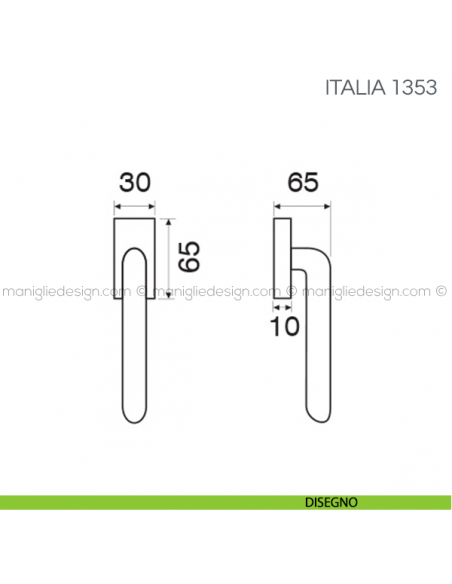 Maniglia per finestra martellina DK Italia Fimet Handles disegno