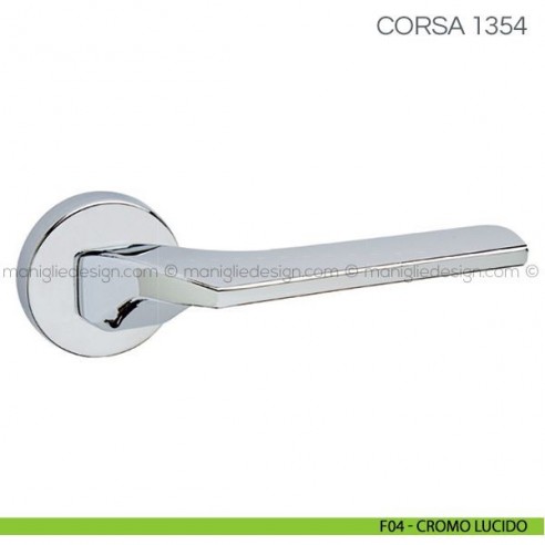 Maniglia per porta Corsa Fimet Handles con rosetta tonda F04 - Cromo Lucido