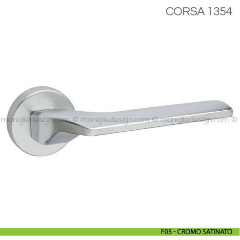 Maniglia per porta Corsa Fimet Handles con rosetta tonda F05 - Cromo Satinato