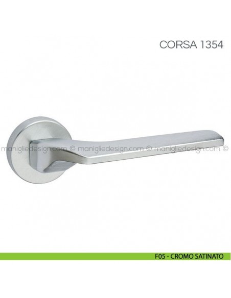 Maniglia per porta Corsa Fimet Handles con rosetta tonda F05 - Cromo Satinato