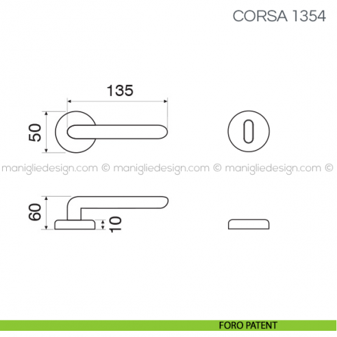 Maniglia per porta Corsa Fimet Handles con rosetta tonda foro patent