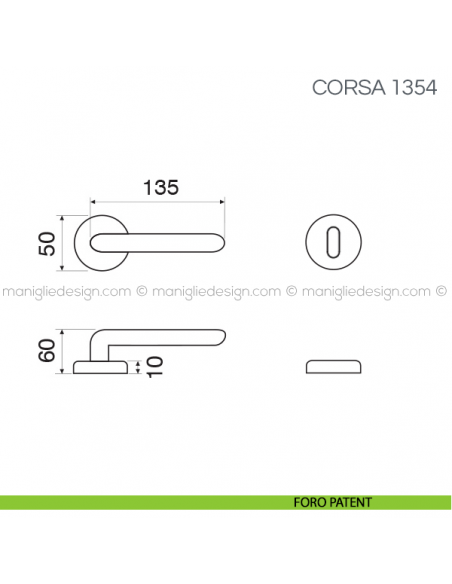 Maniglia per porta Corsa Fimet Handles con rosetta tonda foro patent