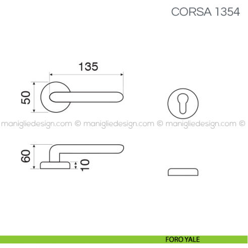 Maniglia per porta Corsa Fimet Handles con rosetta tonda foro yale