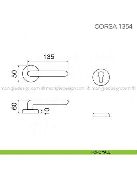 Maniglia per porta Corsa Fimet Handles con rosetta tonda foro yale