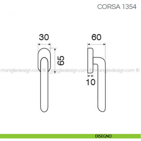 Maniglia per finestra martellina DK Corsa Fimet Handles disegno