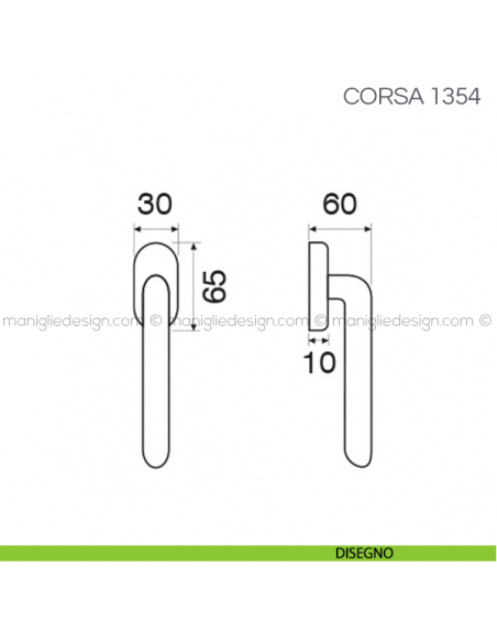 Maniglia per finestra martellina DK Corsa Fimet Handles disegno