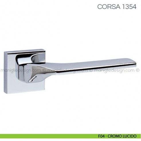 Maniglia per porta Corsa Fimet Handles con rosetta quadrata F04 - Cromo Lucido