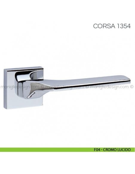 Maniglia per porta Corsa Fimet Handles con rosetta quadrata F04 - Cromo Lucido