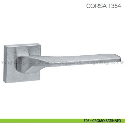 Maniglia per porta Corsa Fimet Handles con rosetta quadrata F05 - Cromo Satinato