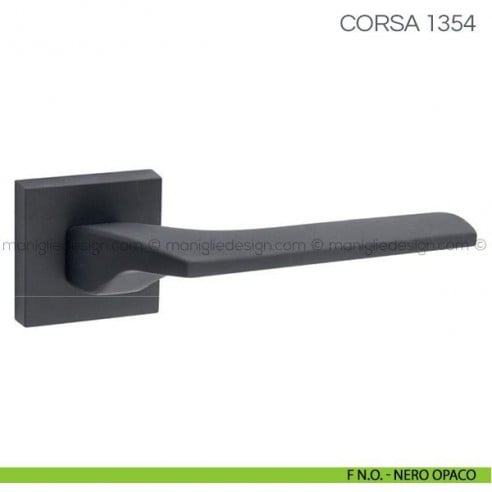 Maniglia per porta Corsa Fimet Handles con rosetta quadrata F N.O. - Nero Opaco