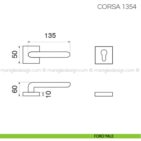 Maniglia per porta Corsa Fimet Handles con rosetta quadrata foro yale