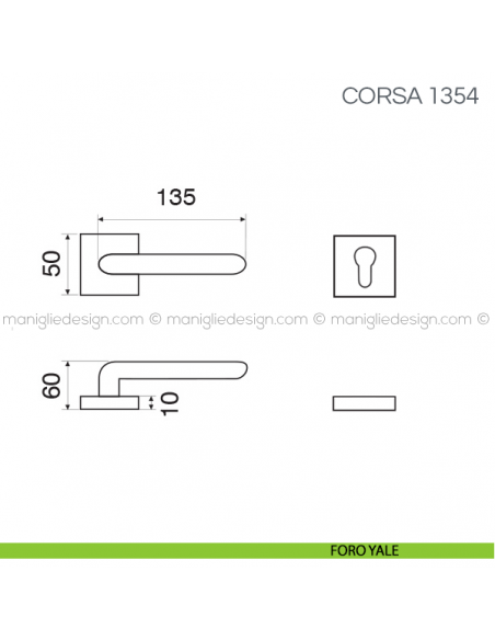 Maniglia per porta Corsa Fimet Handles con rosetta quadrata foro yale