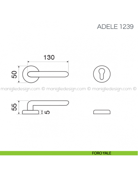 Maniglia per porta Adele Fimet Handles con rosetta tonda bassa foro yale